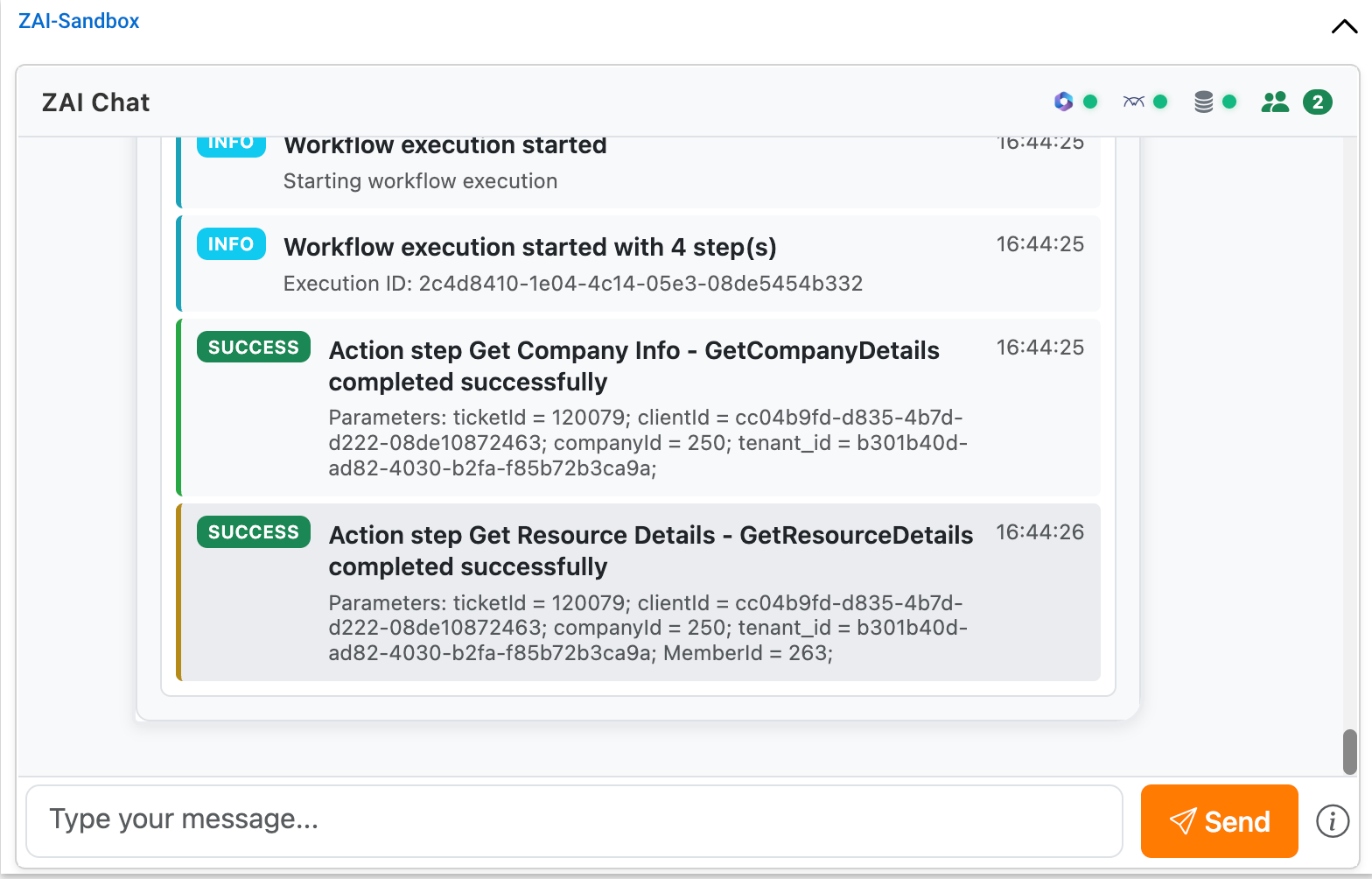 Workflow execution progress