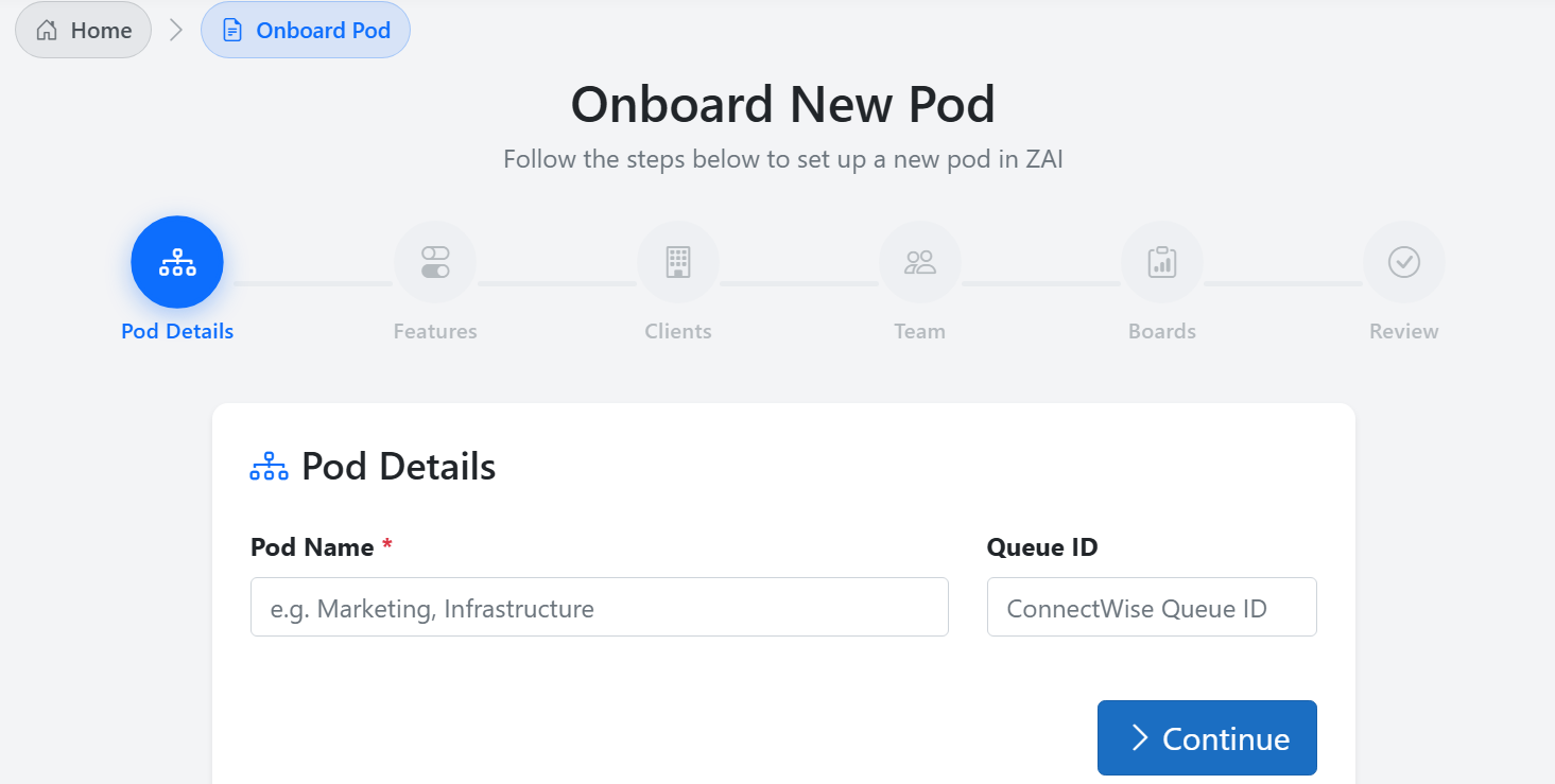 Onboard New Pod