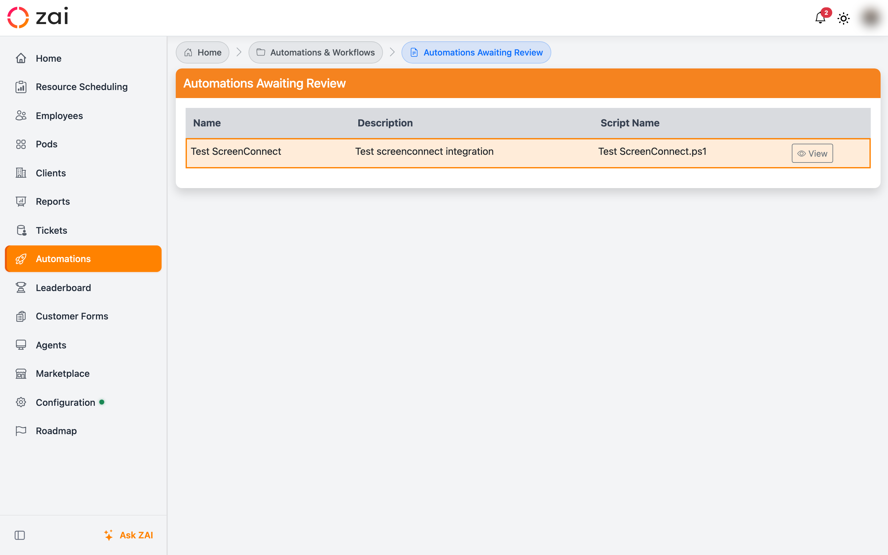 Automations awaiting review